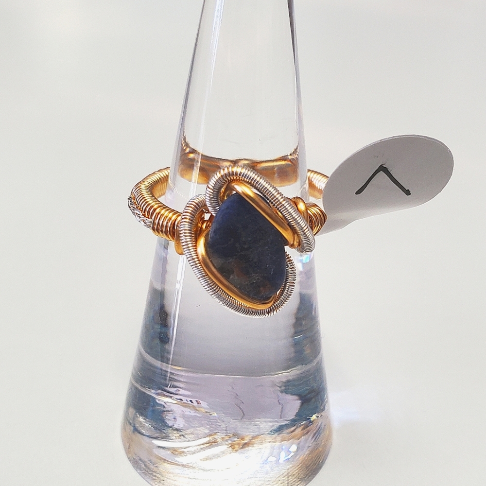 Lapis Handmade Wire Wrap Ring Size 7 - Picture 3 of 7